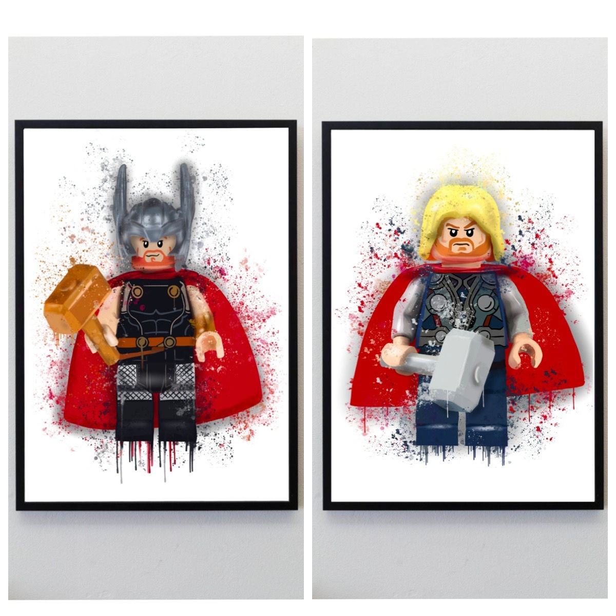 Lego Thor with Hammer Splatter Print