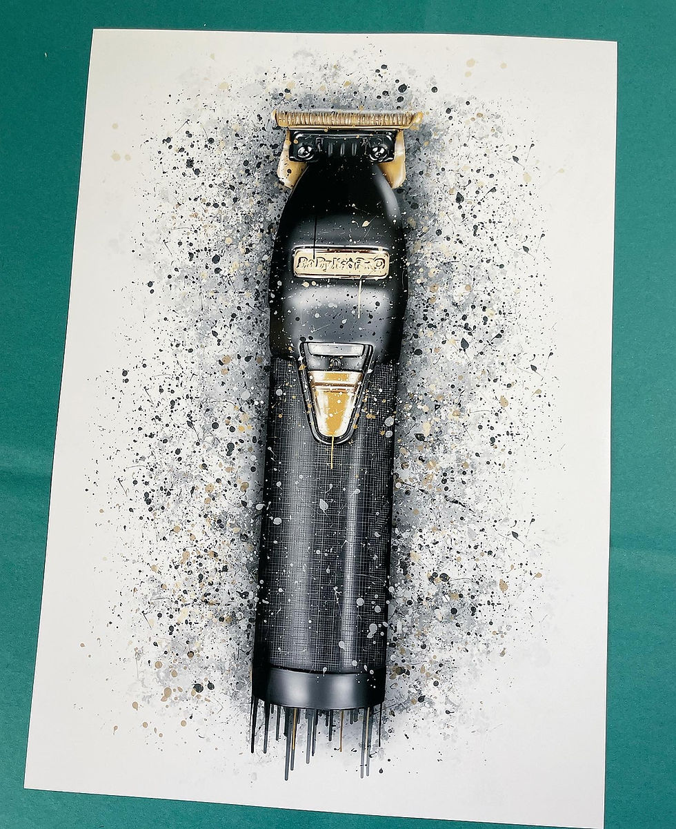 Thumbnail: Bablylis, pro, black, gold, clipper, trimmer, barber, hair, decor, art, gift, wall, artwork, painting, poster, babyliss pro,