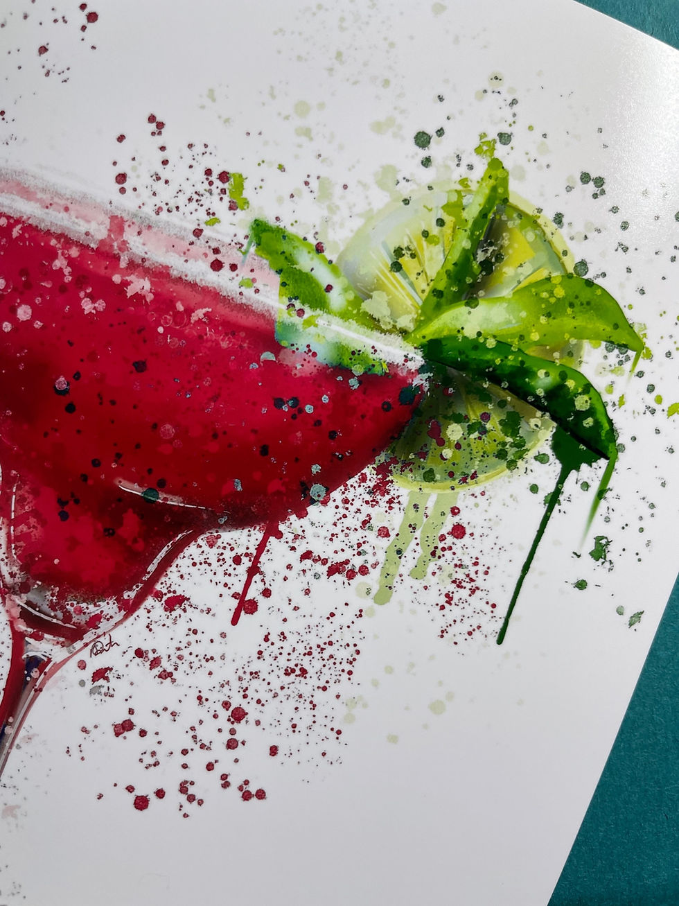 Thumbnail: Unframed Red Cocktail Glass Splatter Print