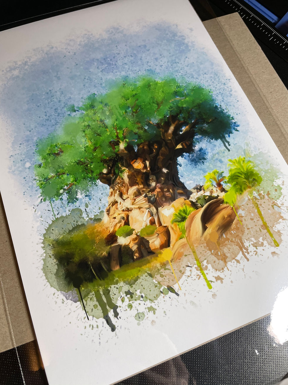 Thumbnail: Disney theme parks splatter print Epcot tree of life castle magic kingdom tower of terror art print splatter wall decor