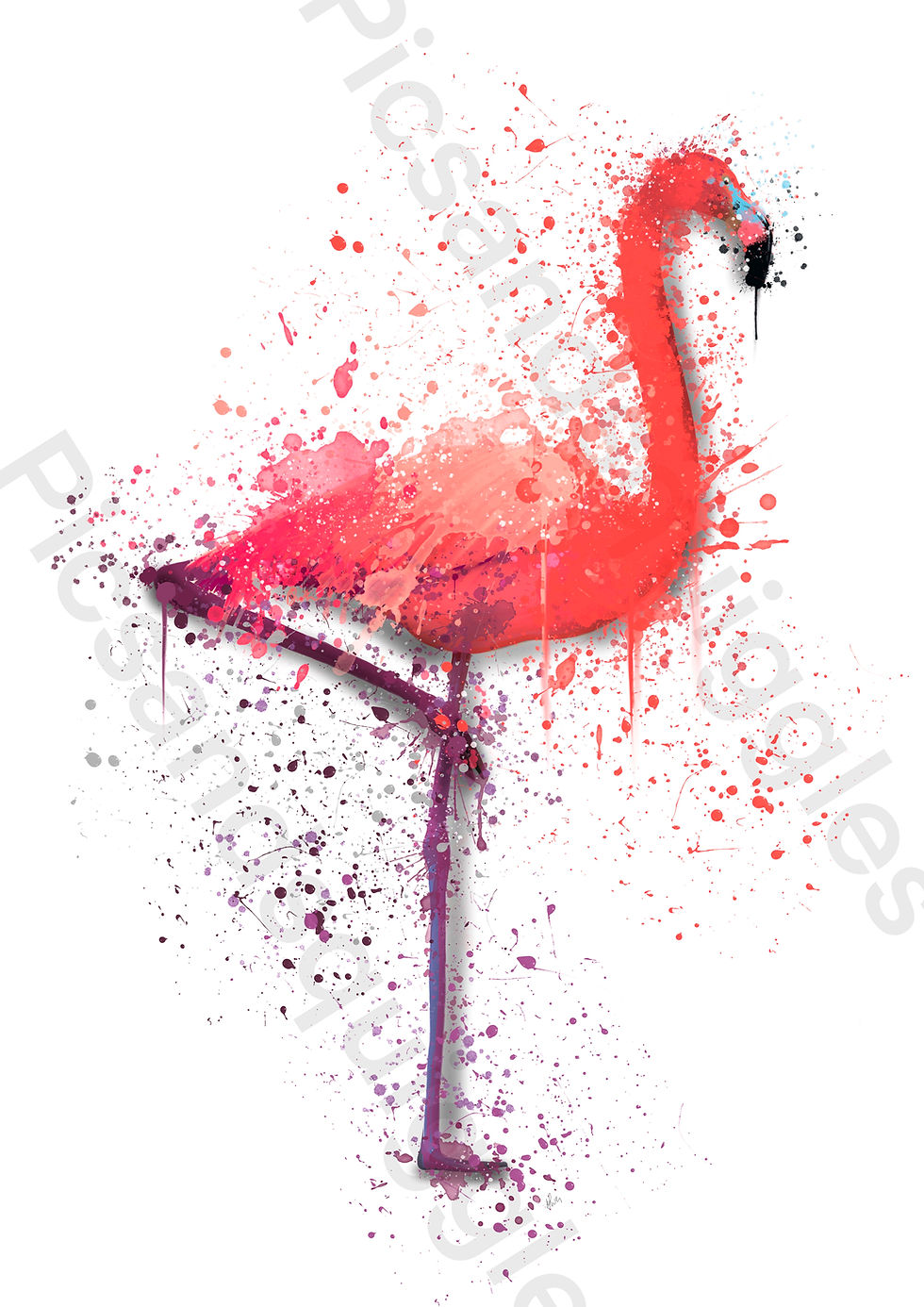 Thumbnail: Unframed Flamingo Splatter Print
