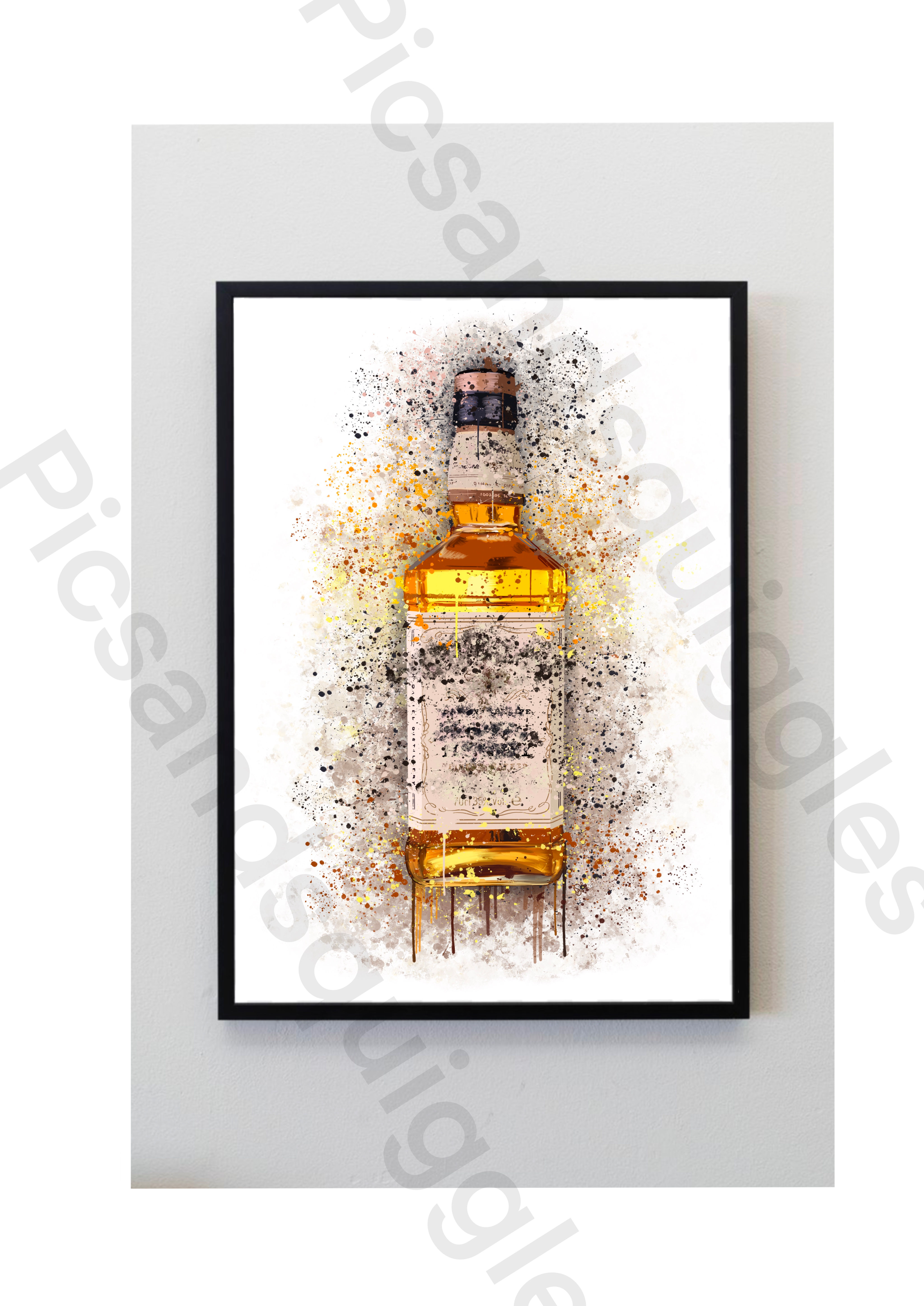 Unframed Jack Daniels Honey Whiskey Splatter Print