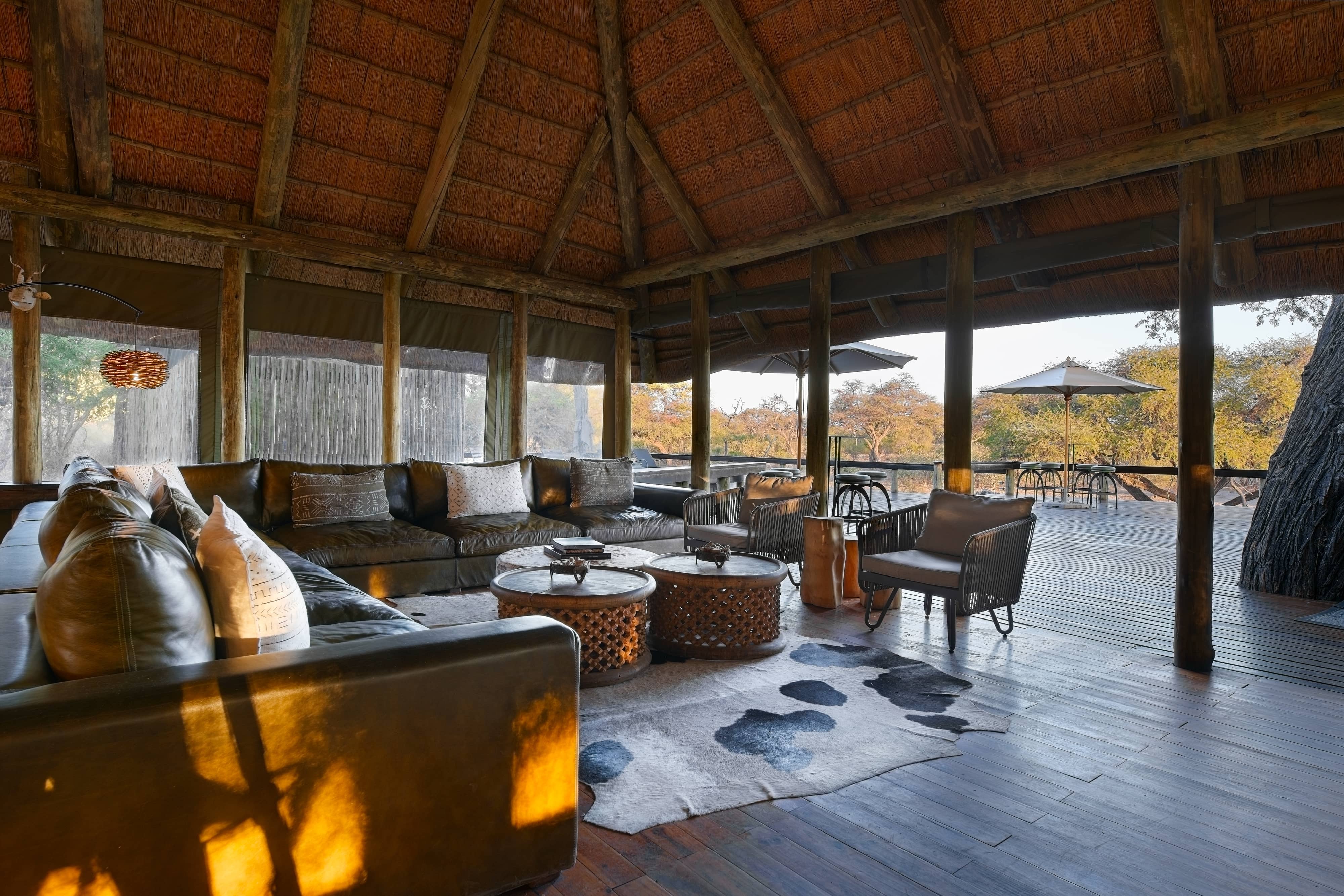 Mogotlho Safari Lodge image showing the view from the lounge onto the deck.