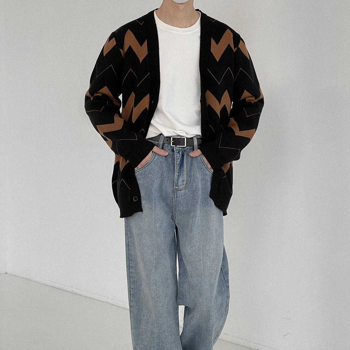 Suéter Cárdigan para Hombre con Diseño de Ondas