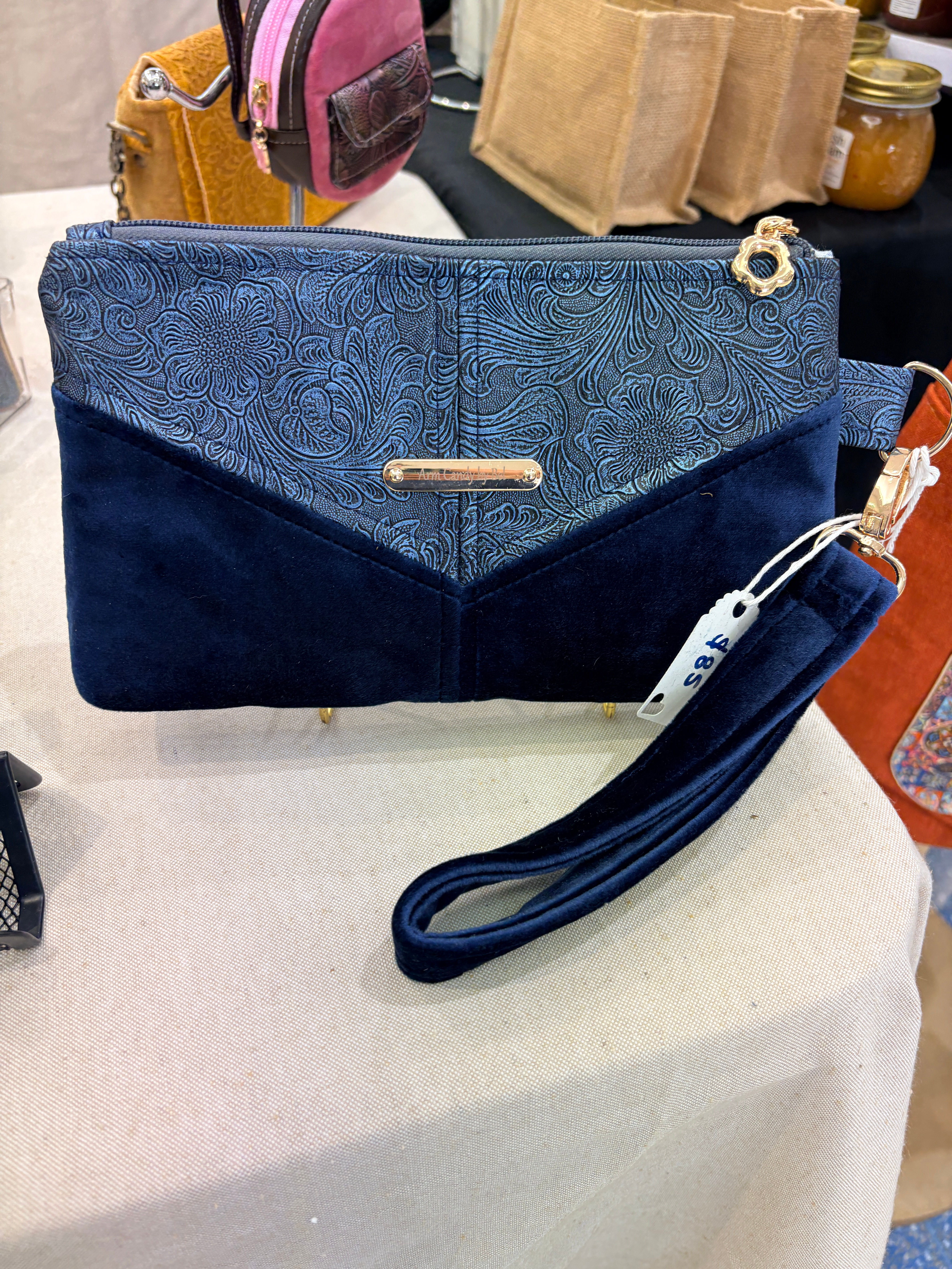Sapphire Elegance Harlequin Wristlet