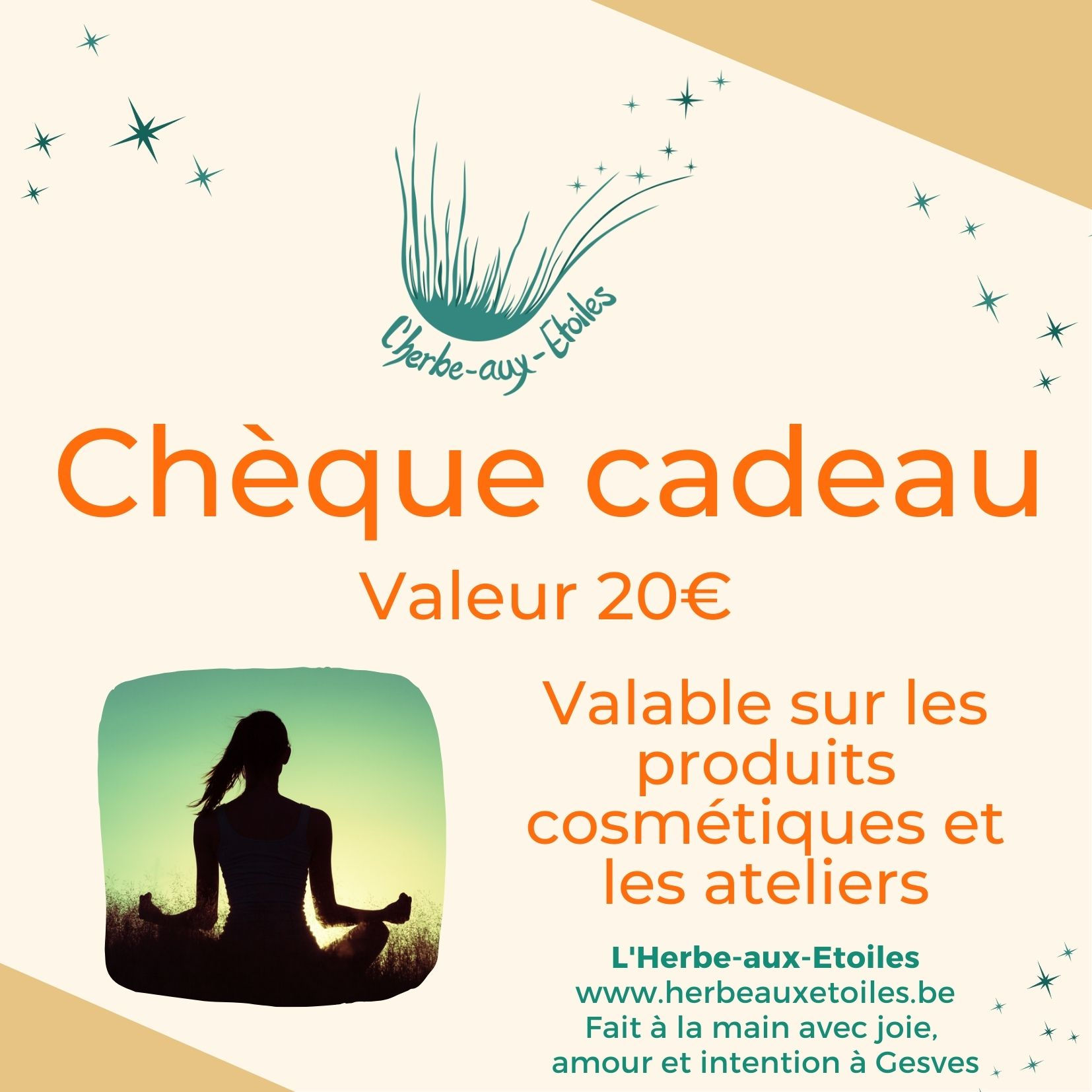 Le Chèque Cadeau Cosmétique ou Atelier 20€