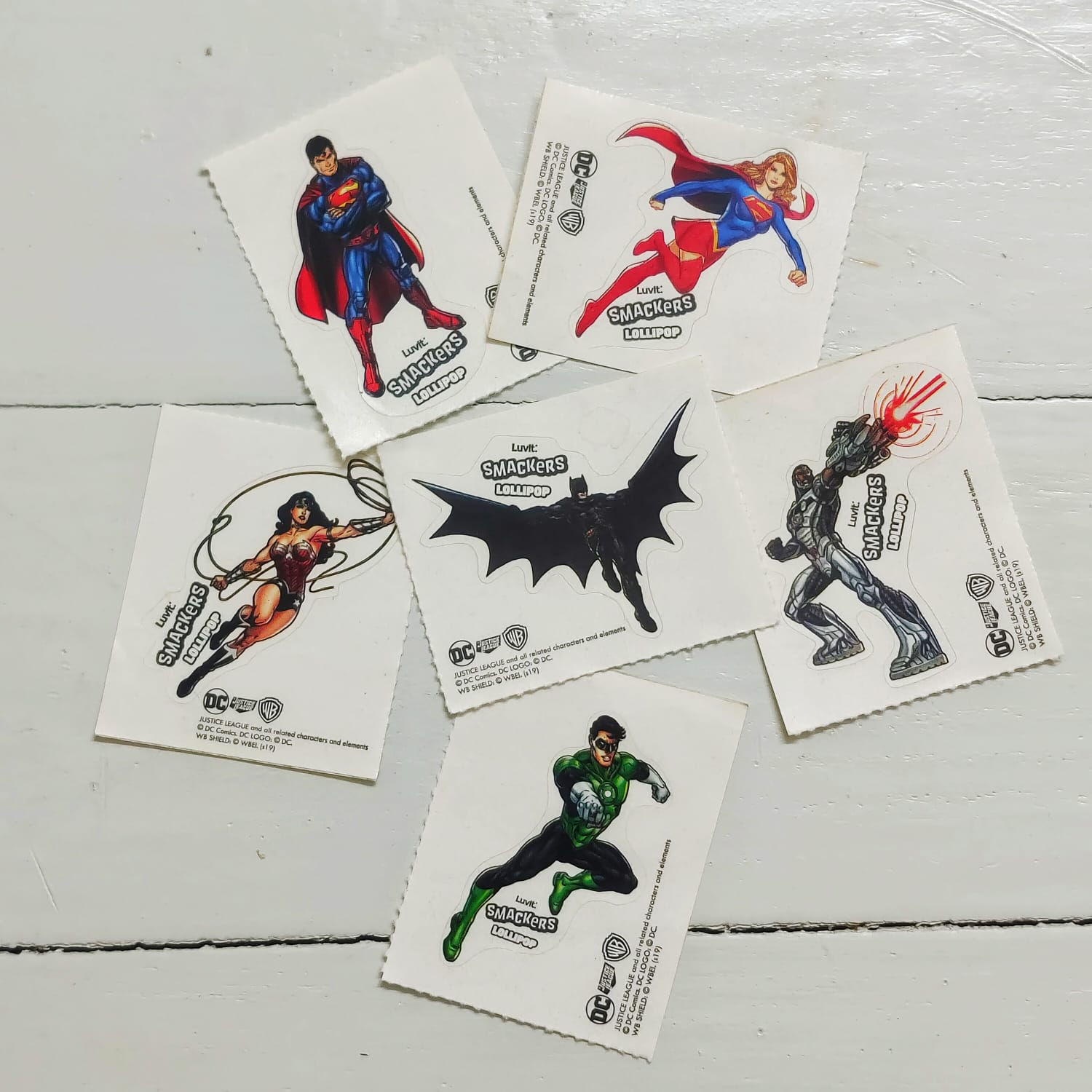Official DC Comics Justice League Stickers from Luvit Smackers Lollipop!