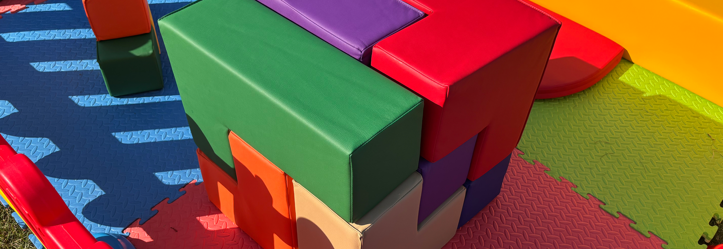 Soft play set with all primary colors with matching gates and colorful floors