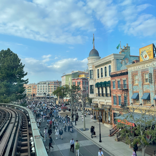 Train Track with building in the background at Disney Sea Tokyo
