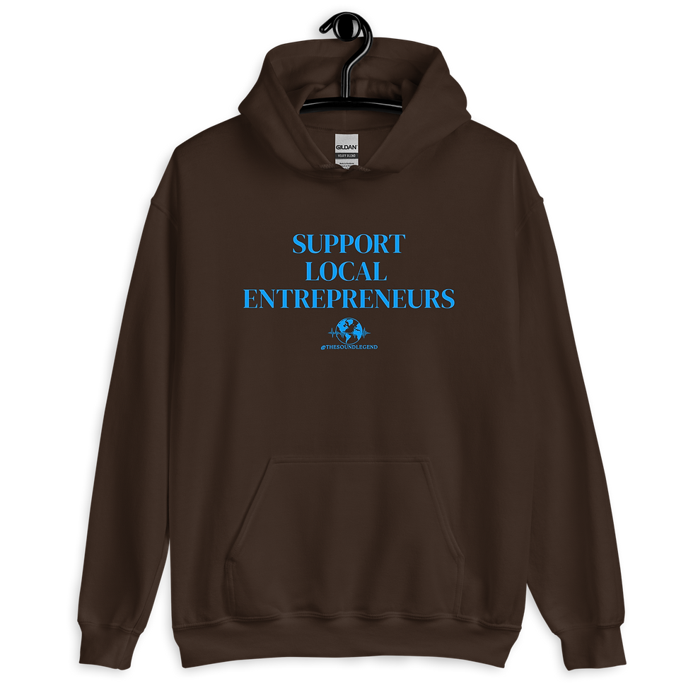 Miniatura: Apoya a los emprendedores locales | Fuente azul claro | Sudadera unisex