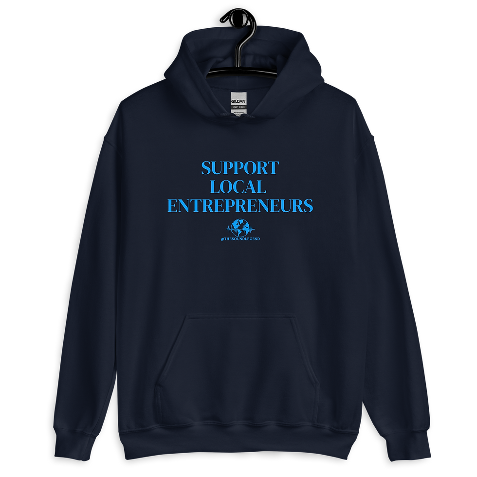 Miniatura: Apoya a los emprendedores locales | Fuente azul claro | Sudadera unisex