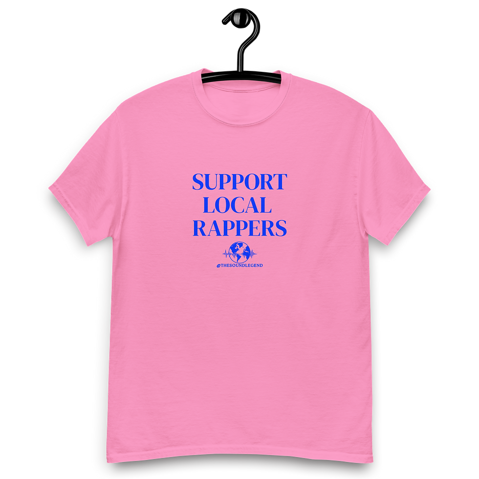 Miniaturbild: Unterstütze lokale Rapper | Blaue Schrift | Unisex Classic T-Shirt