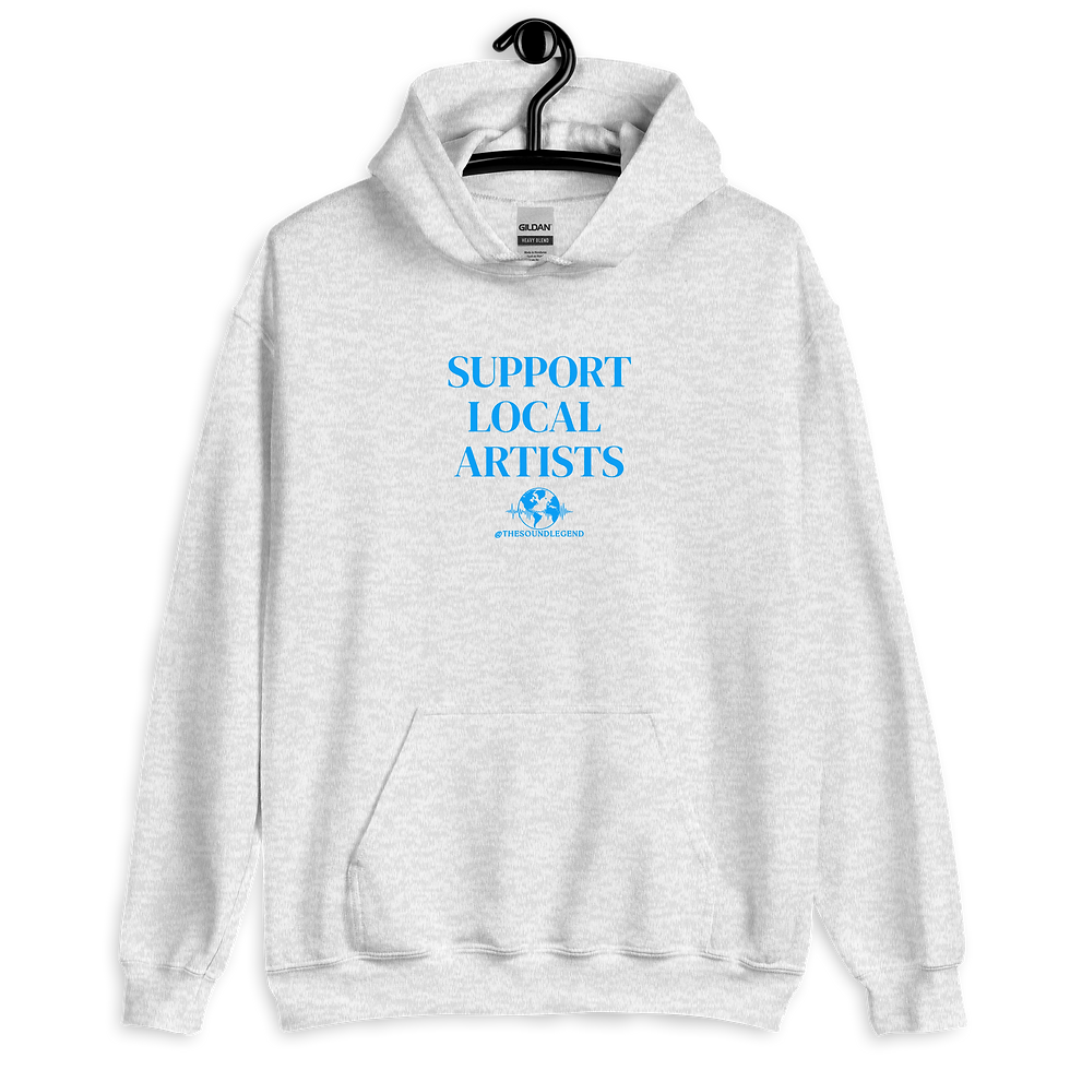 Thumbnail: Support Local Artists | Light Blue font | Unisex Hoodie