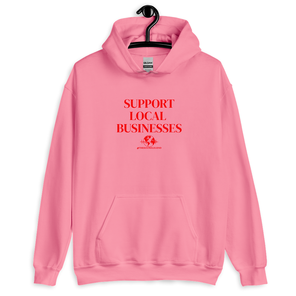 Miniatura: Apoya a los negocios locales | Fuente roja | Sudadera unisex