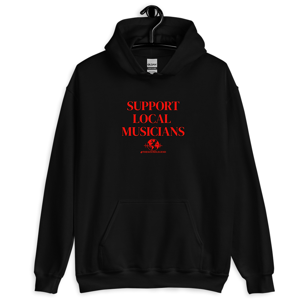 Support Local Musician | Red font | Unisex Hoodie
