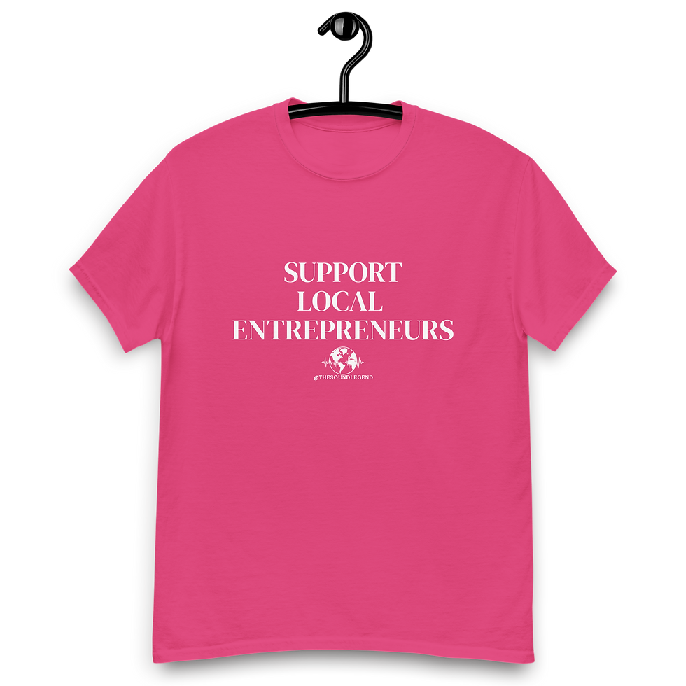 Miniatura: Apoya a los emprendedores locales | Fuente blanca | Camiseta clásica unisex