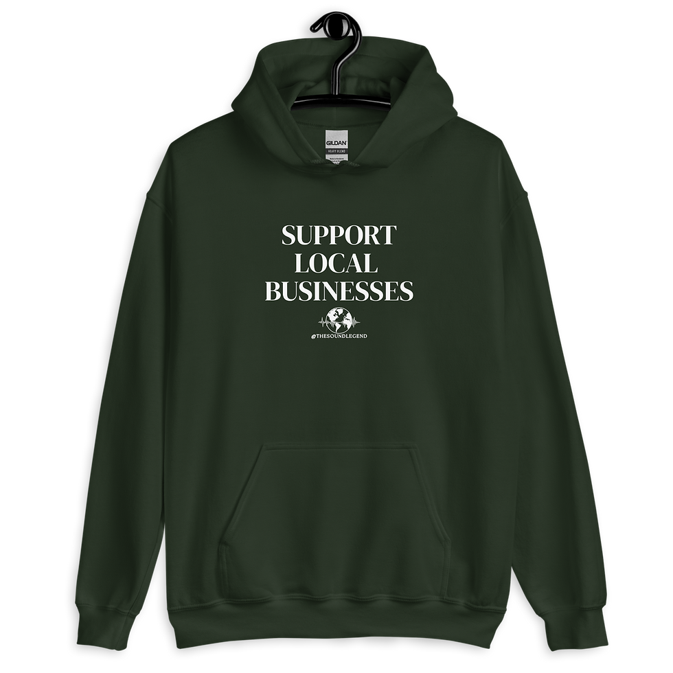 Thumbnail: Support Local Businesses | White font | Unisex Hoodie