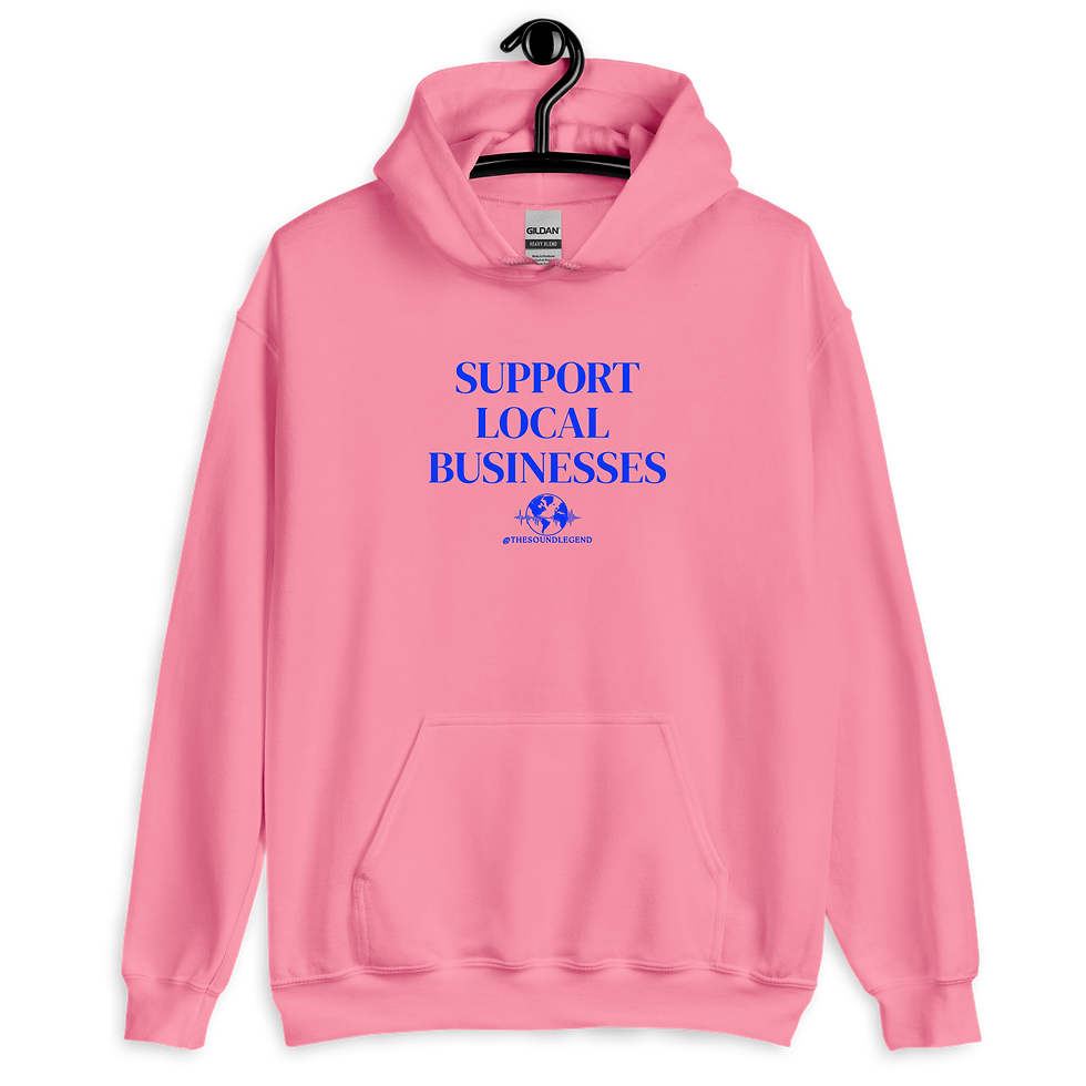 Thumbnail: Support Local Businesses | Blue font | Unisex Hoodie