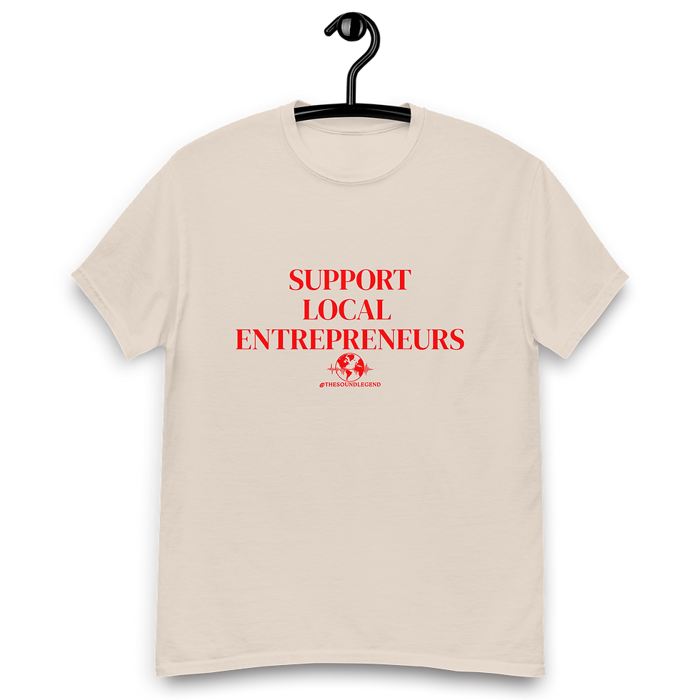 Miniatura: Apoya a los emprendedores locales | Fuente roja | Camiseta clásica unisex