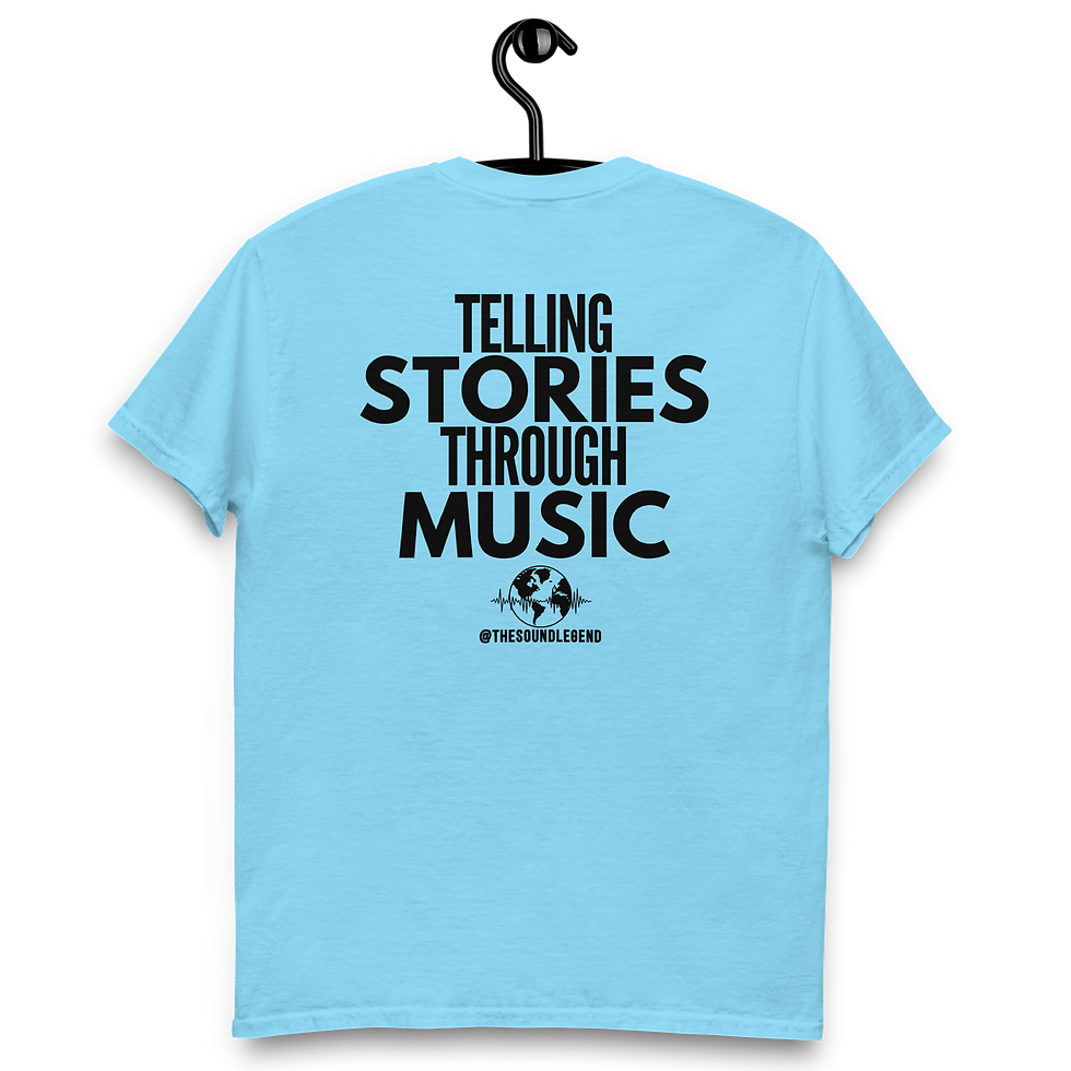 Thumbnail: Icon + Telling Stories Through Music | Black Font | Unisex classic tee