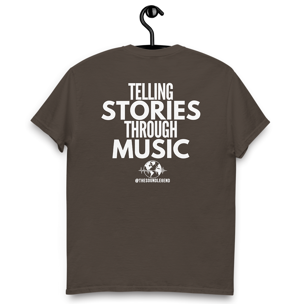 Miniaturbild: Icon + Telling Stories Through Music | White Font | Unisex classic tee