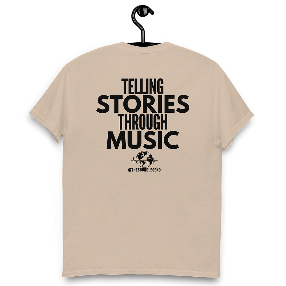 Thumbnail: Icon + Telling Stories Through Music | Black Font | Unisex classic tee