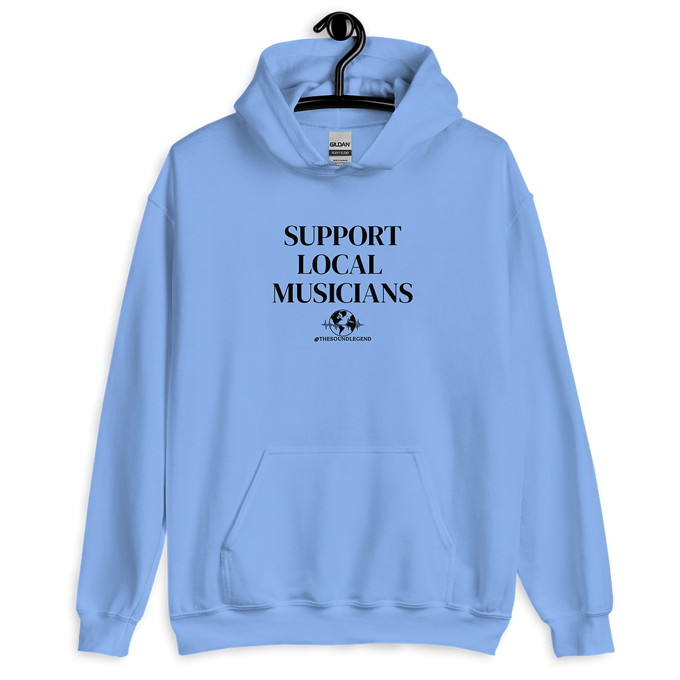 Miniatura: Apoya a los músicos locales | Fuente negra | Sudadera unisex