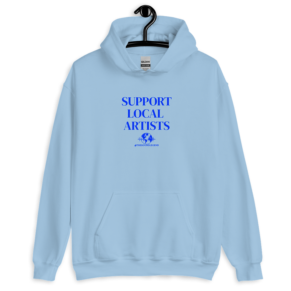 Thumbnail: Support Local Artists | Blue font | Unisex Hoodie