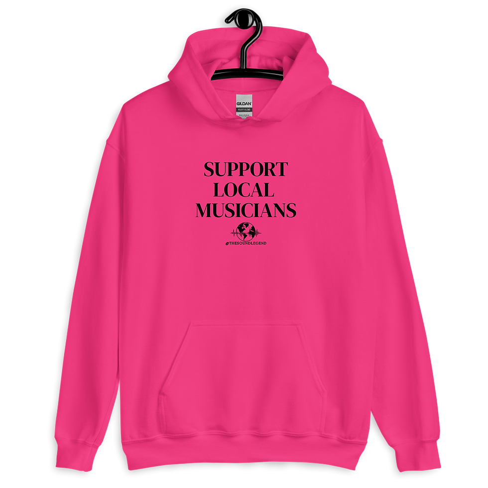 Miniatura: Apoya a los músicos locales | Fuente negra | Sudadera unisex