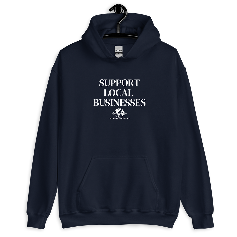 Thumbnail: Support Local Businesses | White font | Unisex Hoodie
