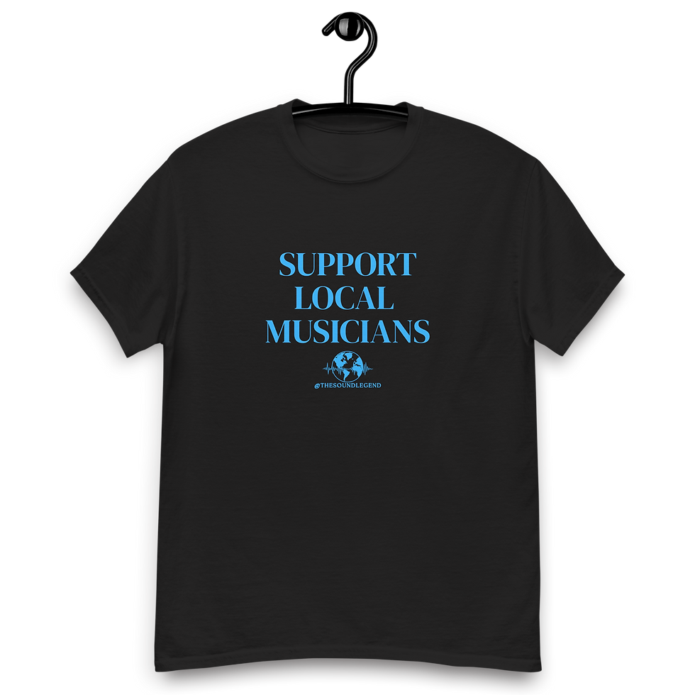 Support Local Musicians | Light Blue font | Unisex Classic Tee