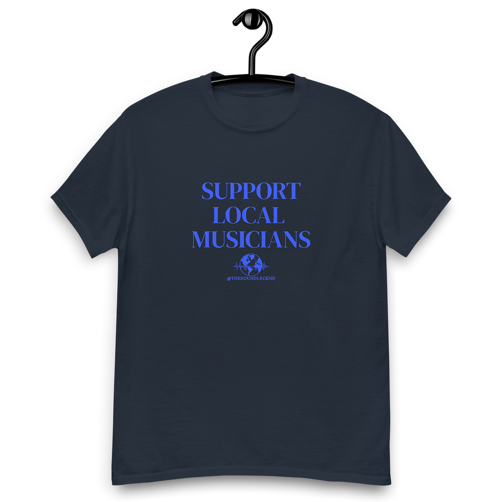 Miniatura: Apoya a los músicos locales | Fuente azul | Camiseta clásica unisex