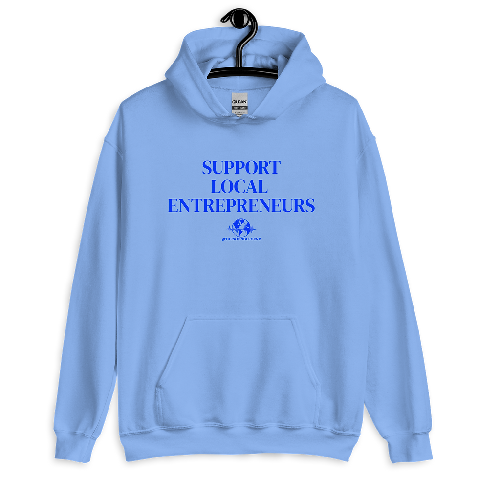 Miniatura: Apoya a los emprendedores locales | Fuente azul | Sudadera unisex