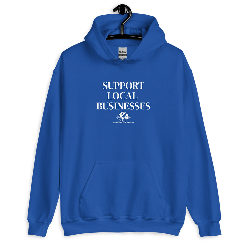Thumbnail: Support Local Businesses | White font | Unisex Hoodie