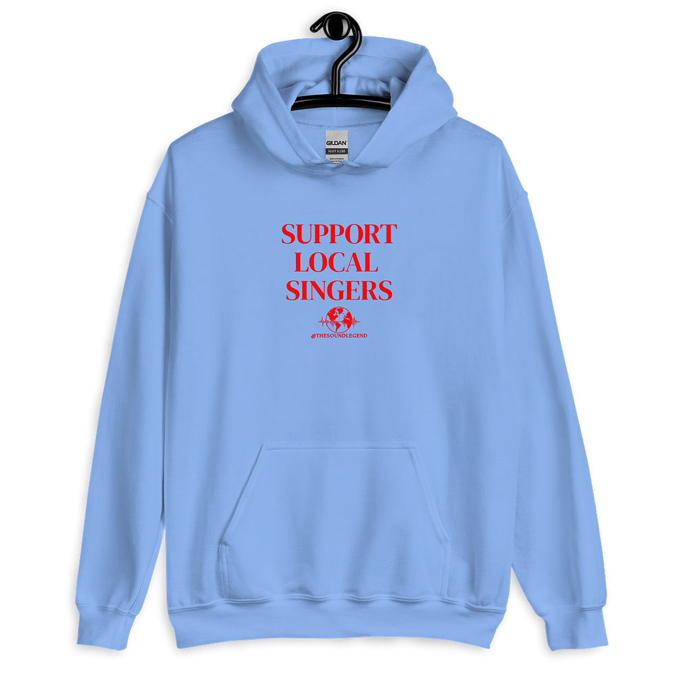 Miniaturbild: Unterstützen Sie lokale Sänger | Rote Schrift | Unisex Hoodie