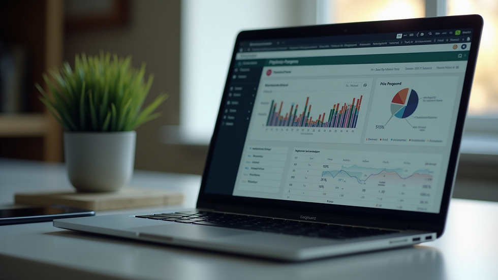 Close-up of a laptop screen showing project management software dashboard