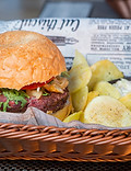 Meat Burger and Chips