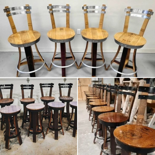 Barrel Head Bar Stool with Back Rest LMB Designs