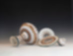Wheel thrown, original images, color transparent glazes.