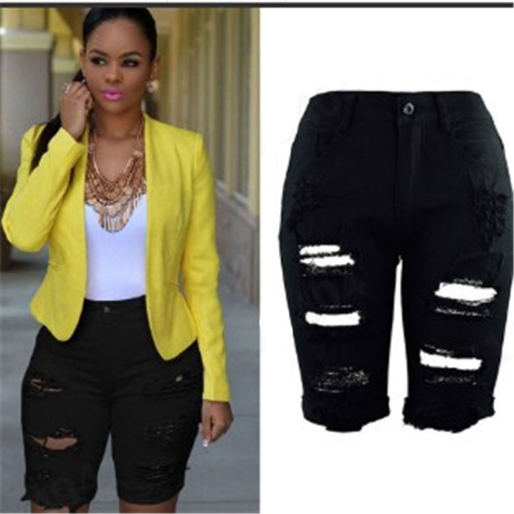 Thumbnail: Women’s Stylish Ripped Denim Pants Summer Jeans Trousers