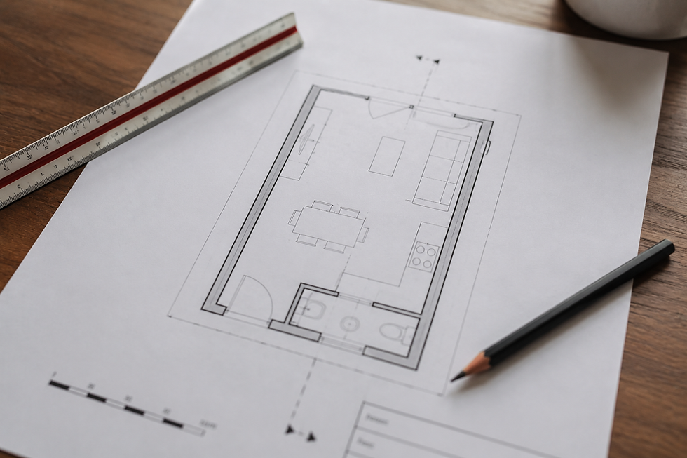 Proposed floor plan for a garage conversion in Newcastle