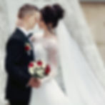 Couple first kiss at their wedding