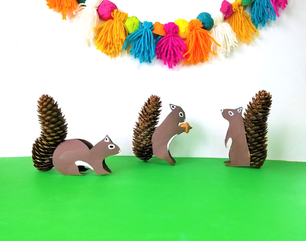 Paper Roll and Pinecone Squirrels