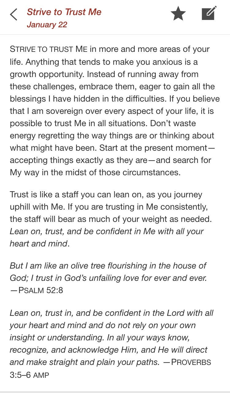 From "Jesus Calling" by Sarah Young