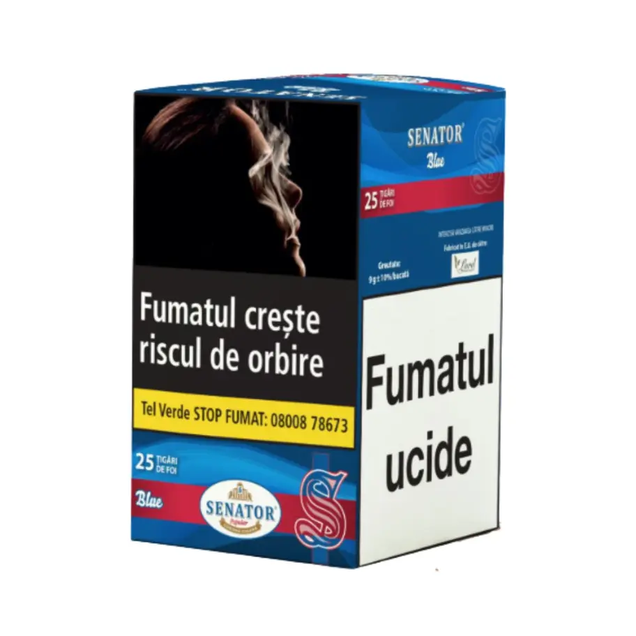 Tigari de Foi Senator Popular Blue 225g 25 bucati mediu spre tare fara filtru