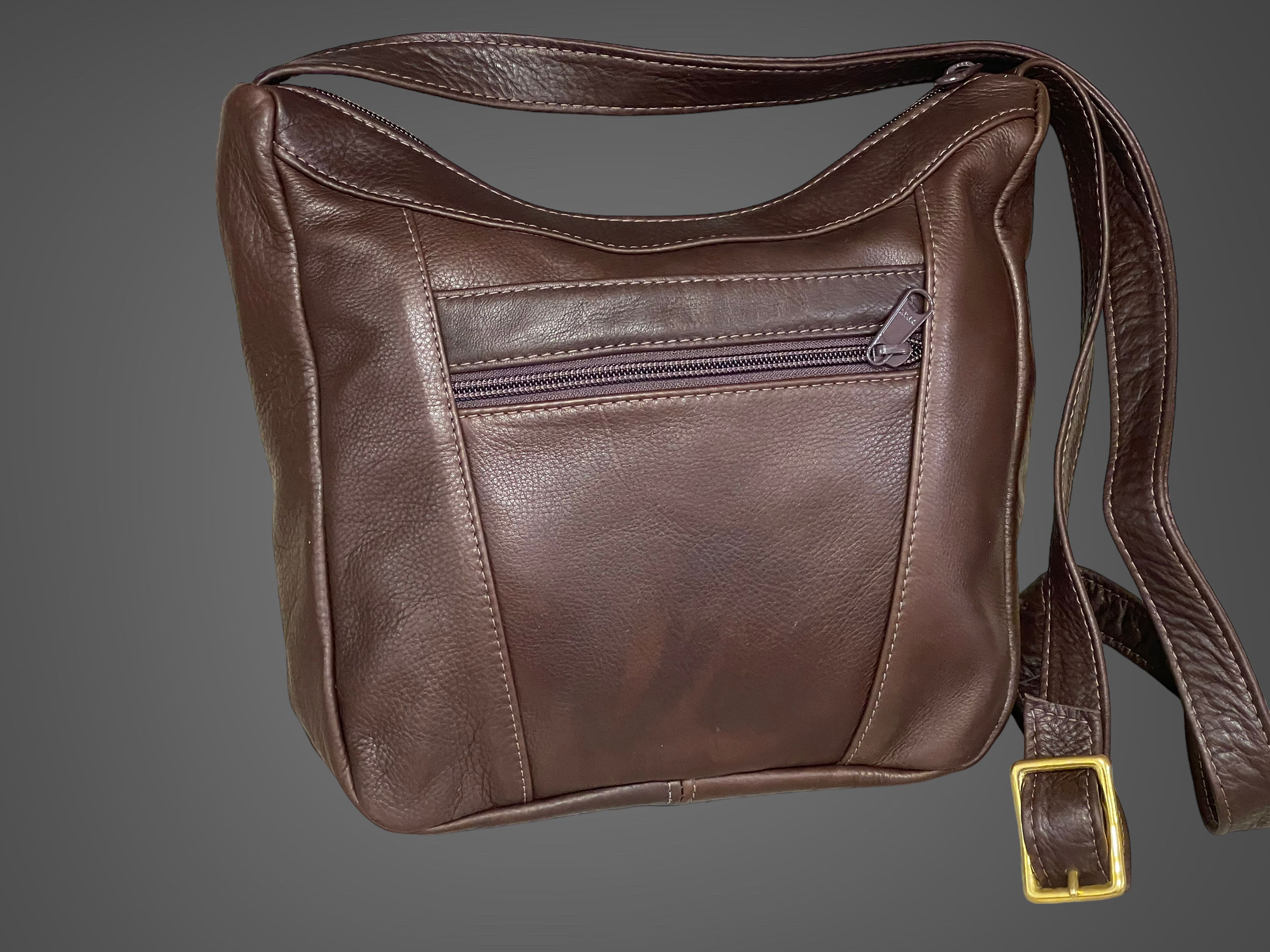 Hobo Leather Crossbody Bag Chocolate Style 125