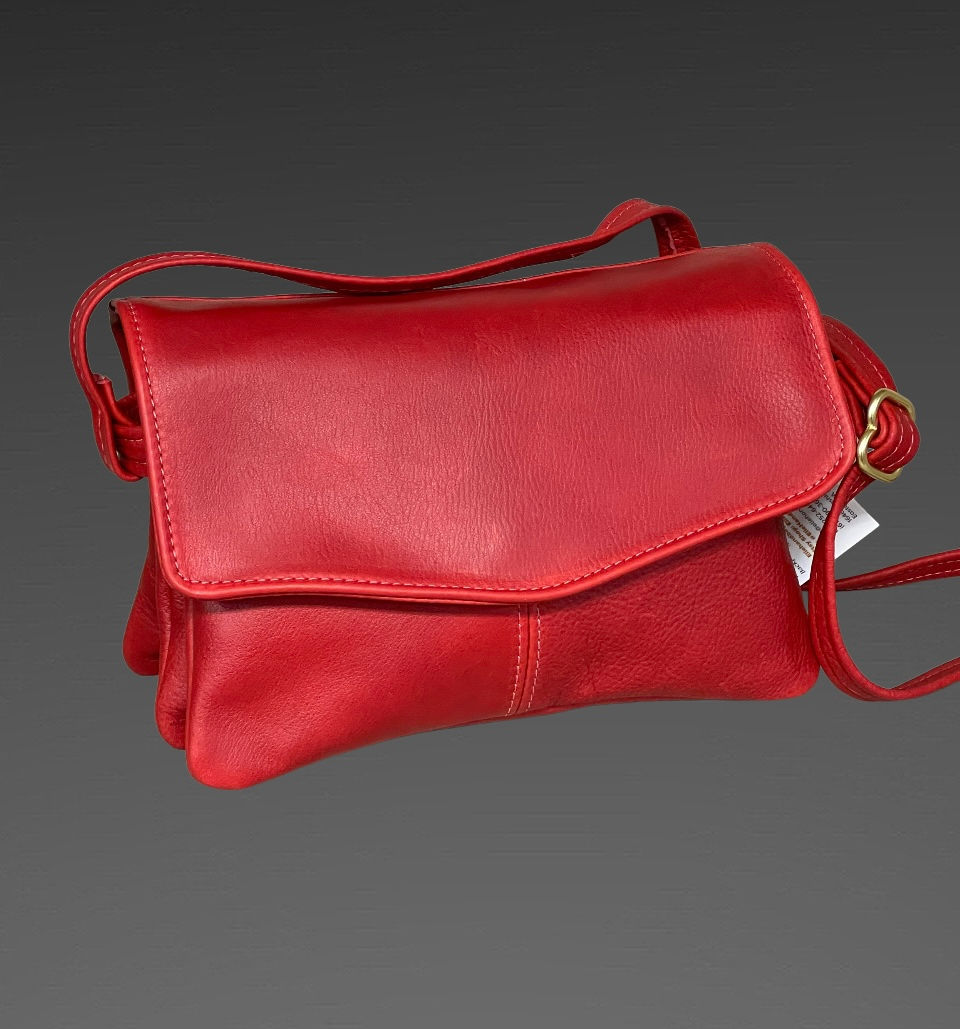 M&M Leather Crossbody Bag Red Style 136