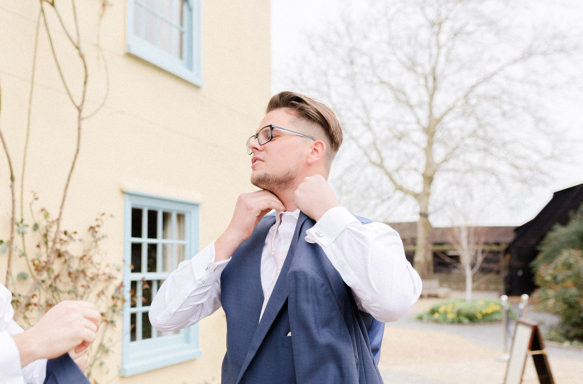 groom prep south farm wedding venue