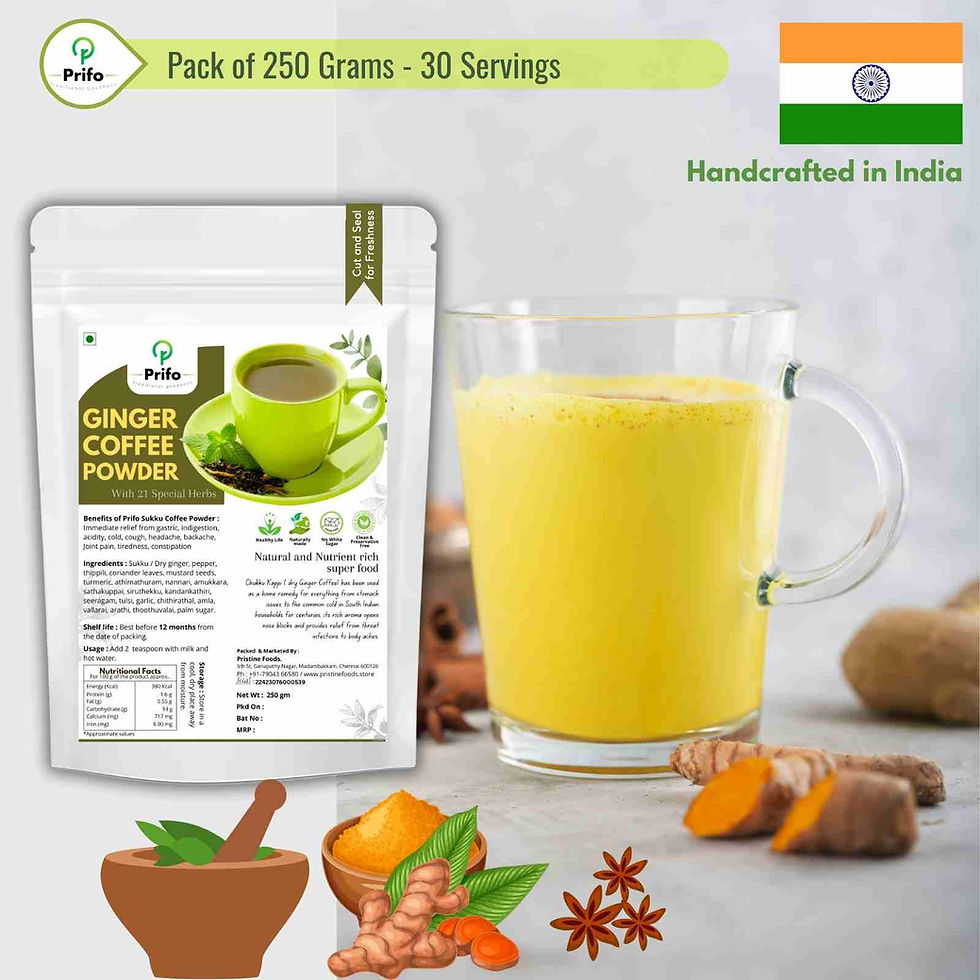 Thumbnail: Prifo Sukku Coffee Powder | For Cough and Cold  | with 21 Ayurvedic Herbs | 250g