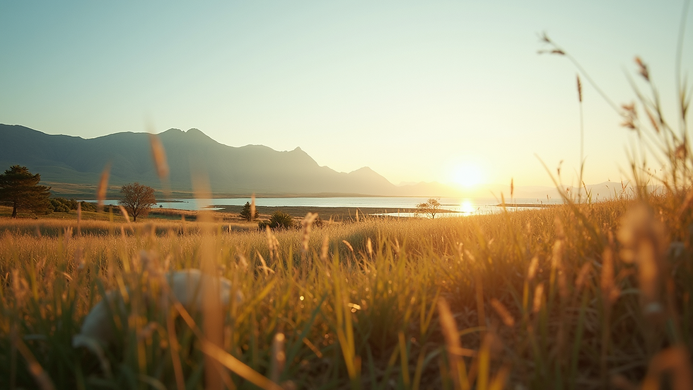 Wide angle view of a serene natural landscape